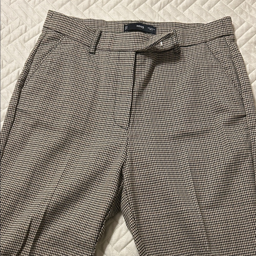 Mango Black and White Houndstooth Trousers